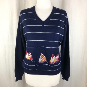 Vintage 60s‎ Embroidered Sailboat Sweater
